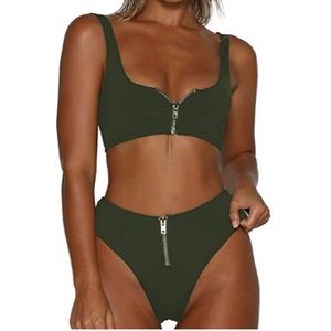 SOLD — High waisted Zip Up Bikini